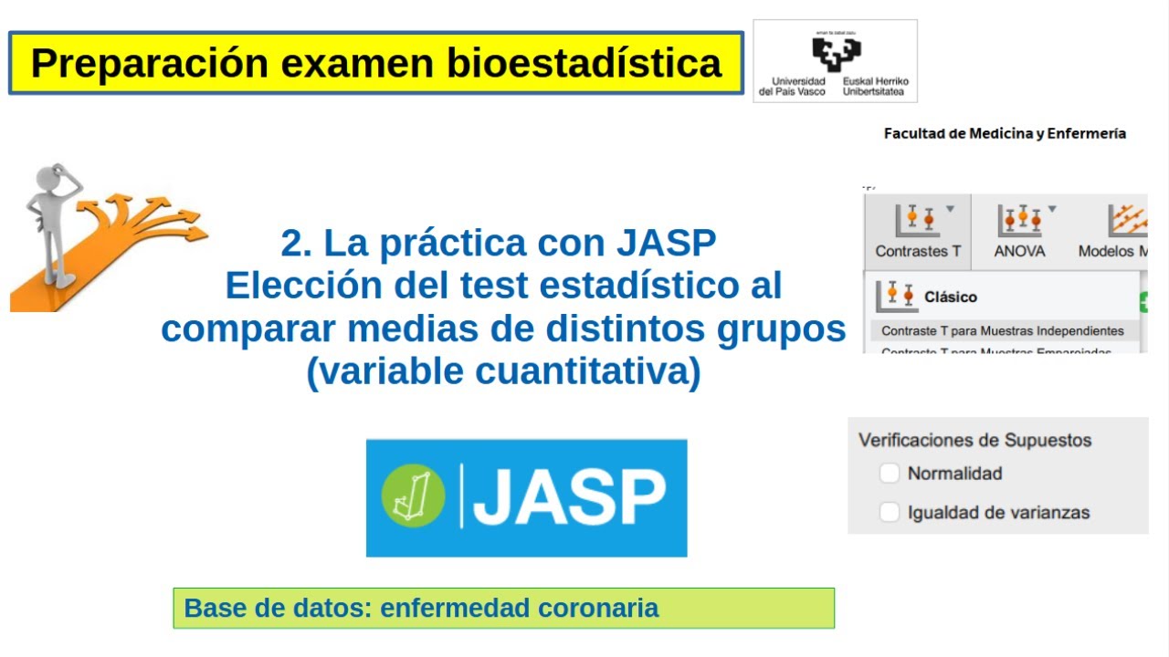 2  Elección del test estadístico al comparar medias de distintos grupos. La práctica con JASP.