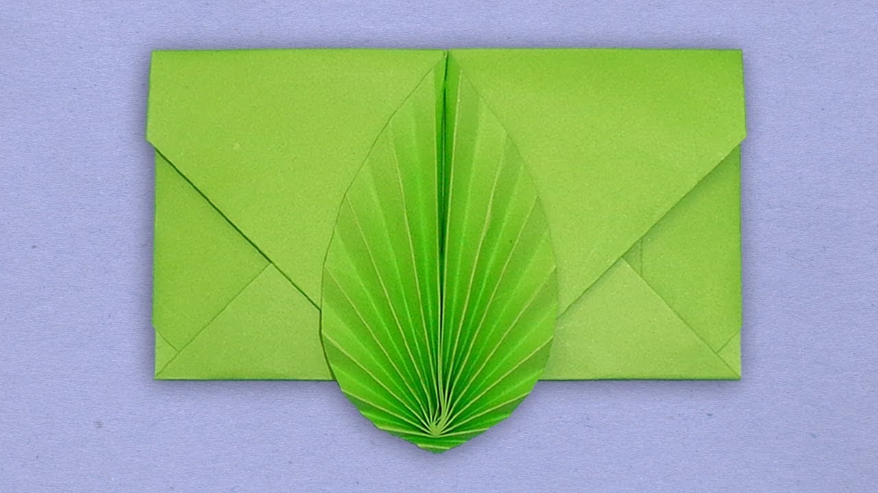 Envelope Making With Color Paper Without Glue Tape & Scissor - DIY Leaf Envelope Easy Tutorial
