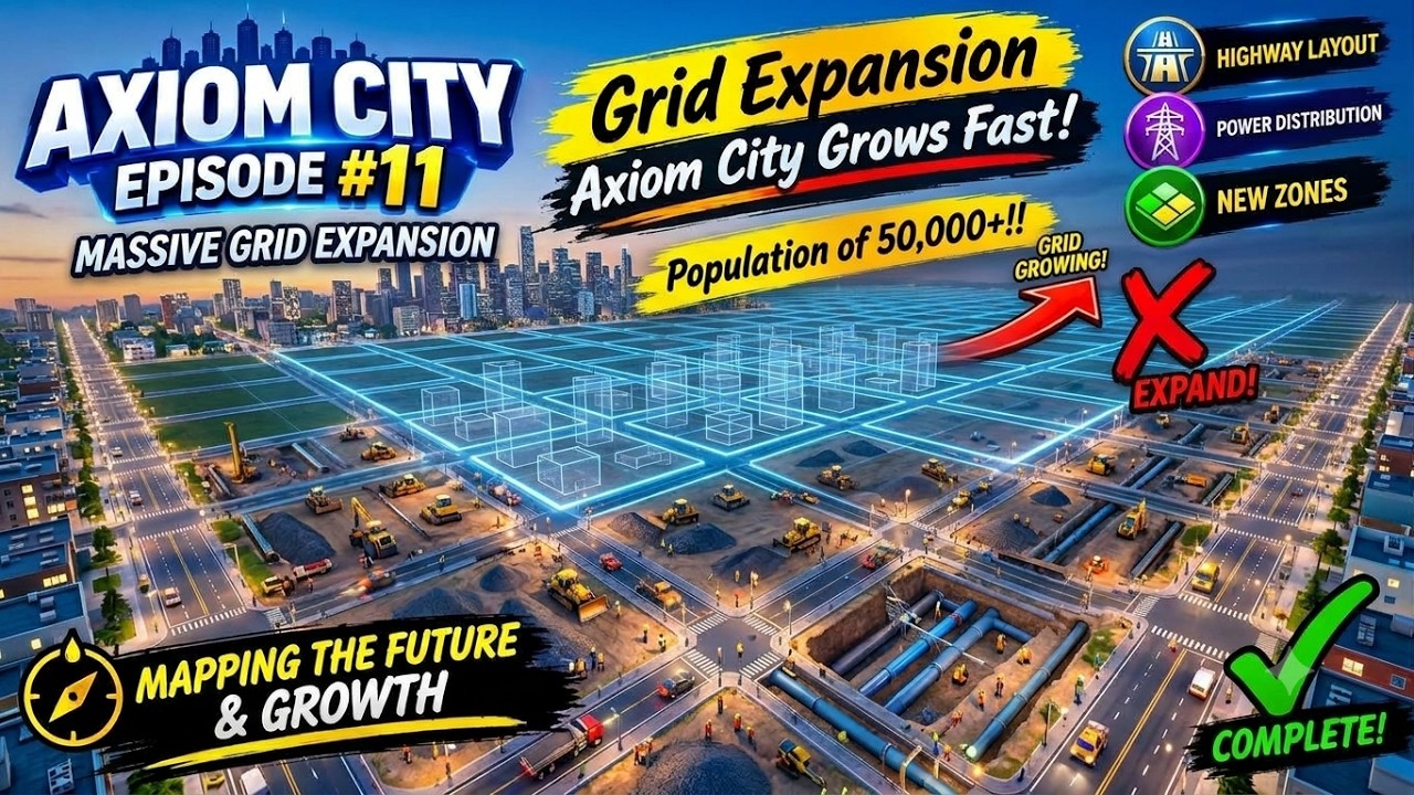 Ep#11 | MASSIVE GRID EXPANSION! Axiom City Hits 50,000+ Population! #citiesskylines #axiomcity
