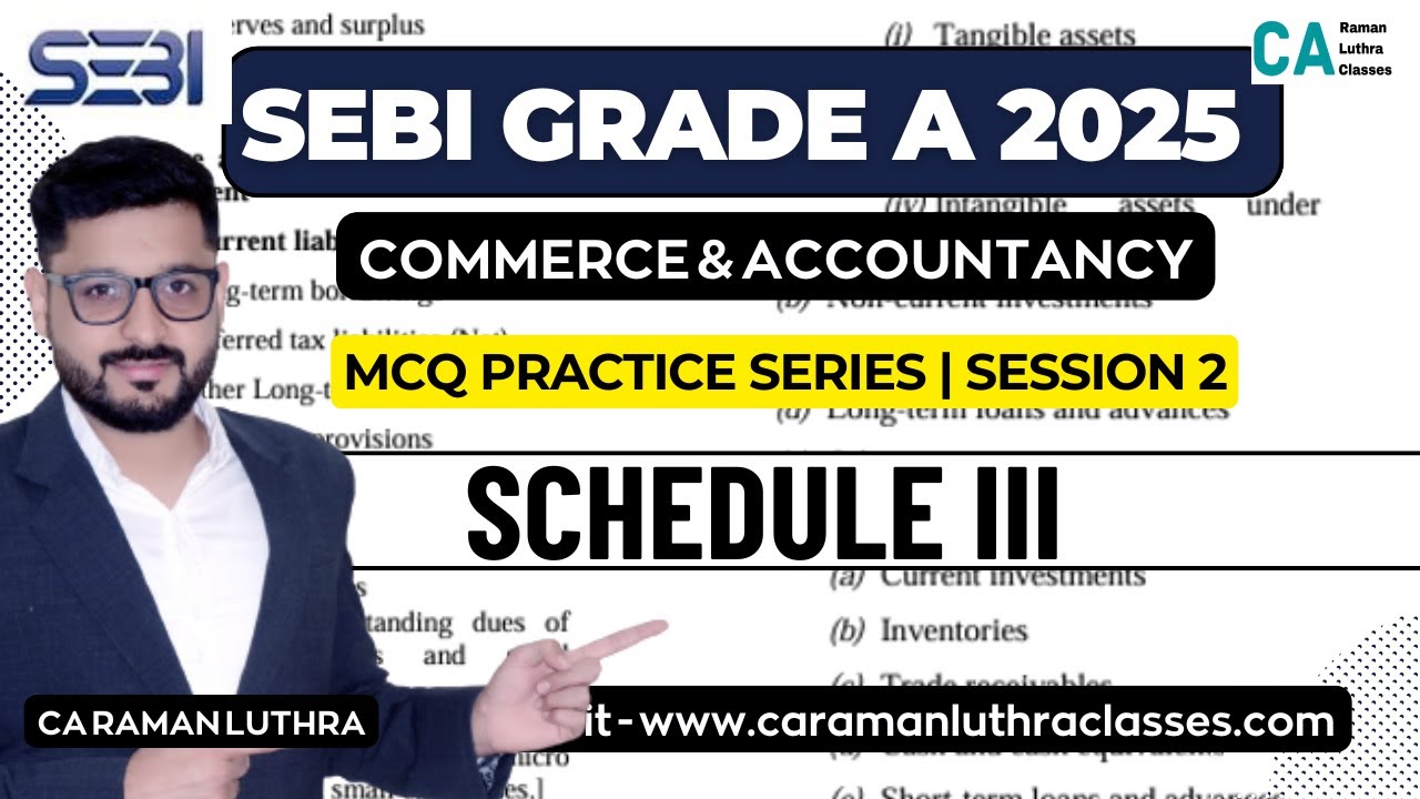 SEBI Grade A 2025 | Schedule III - Commerce and Accountancy | Daily MCQ Practice