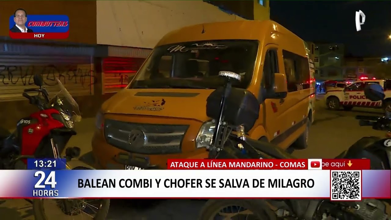 Comas: balean combi de 'Los mandarinos' y chofer se salva de milagro