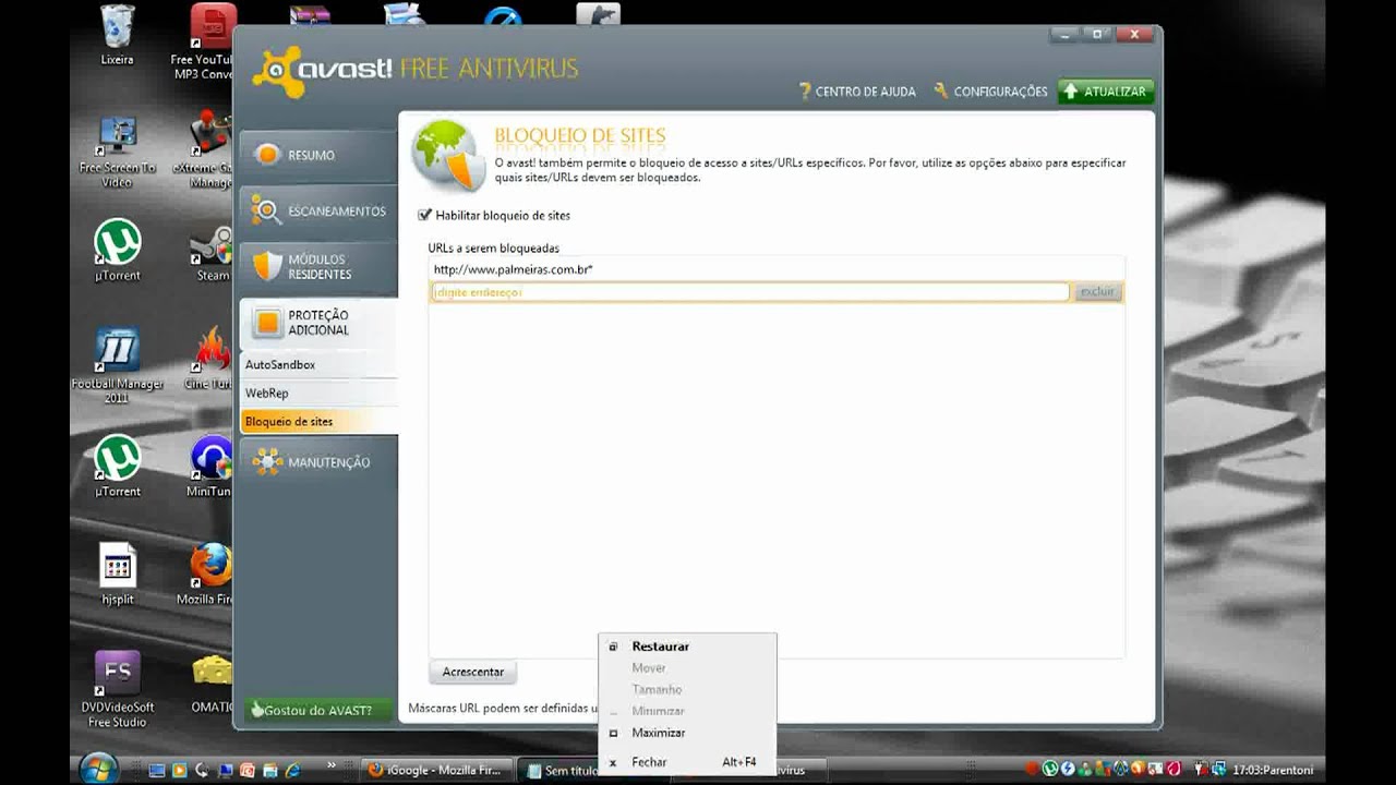 Como bloquear e desbloquear p&aacute;ginas da internet com o Avast