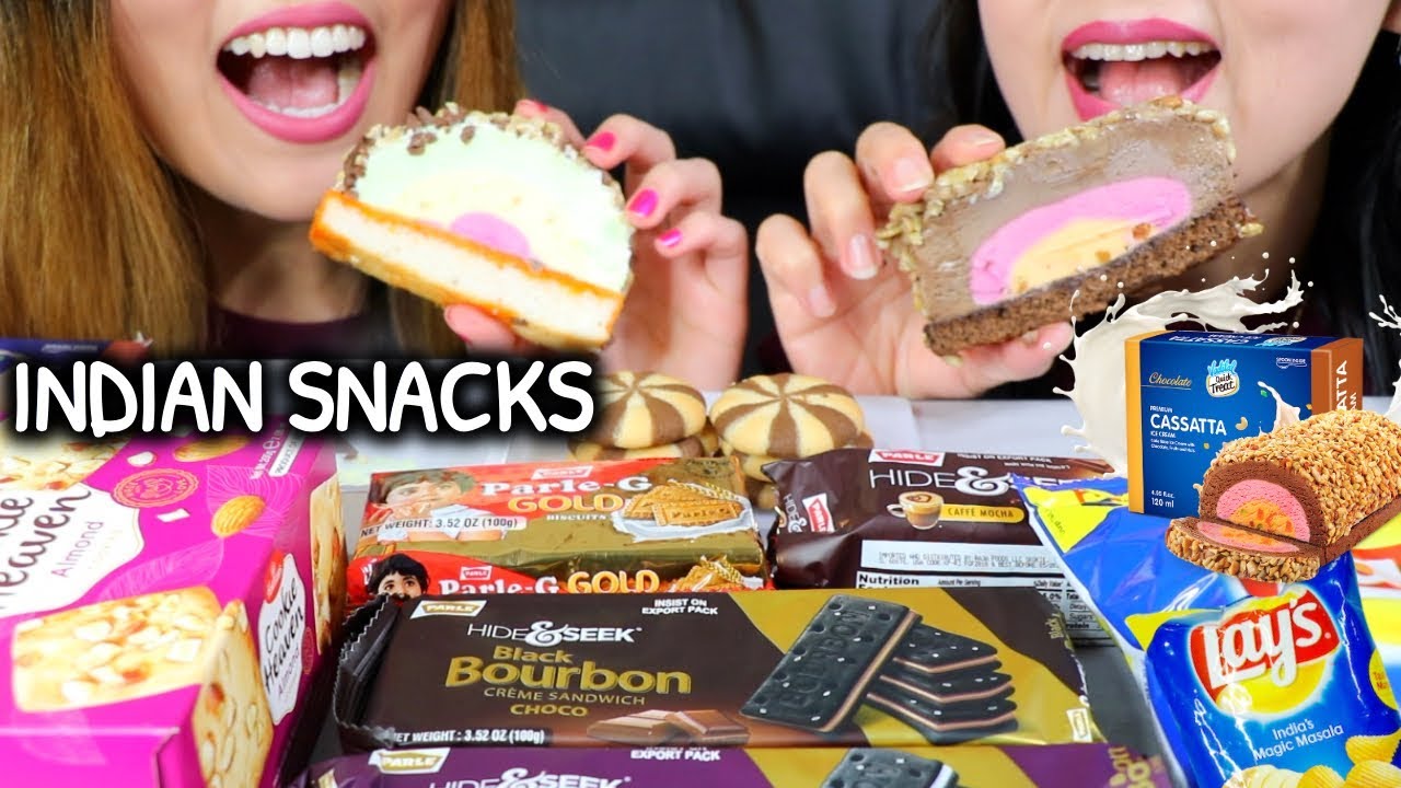 ASMR TRYING INDIAN SNACKS 과자 리얼사운드 먹방 स्नैक्स | Kim&Liz ASMR