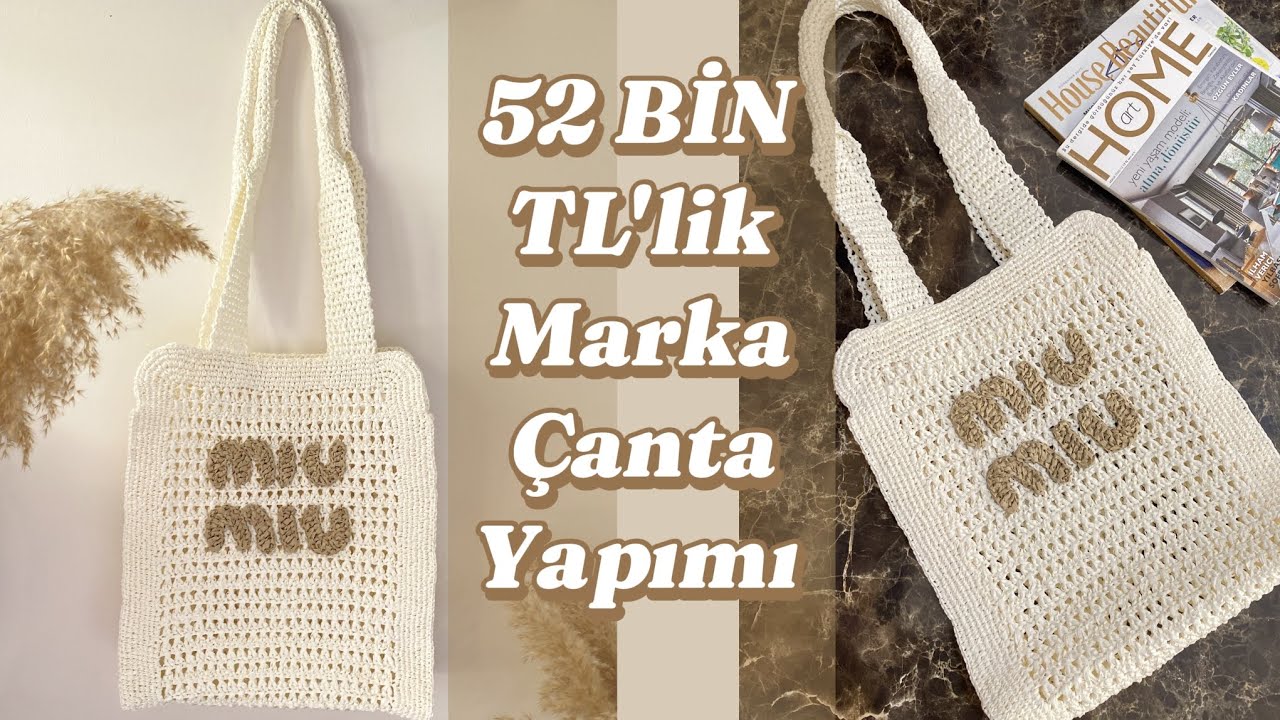 MIU MIU ÇANTA YAPIMI🌸TARİFİ BAŞKA YERDE YOK‼️Kağıt ip çanta🌸 Hasır çanta #knittingbag #miumiu