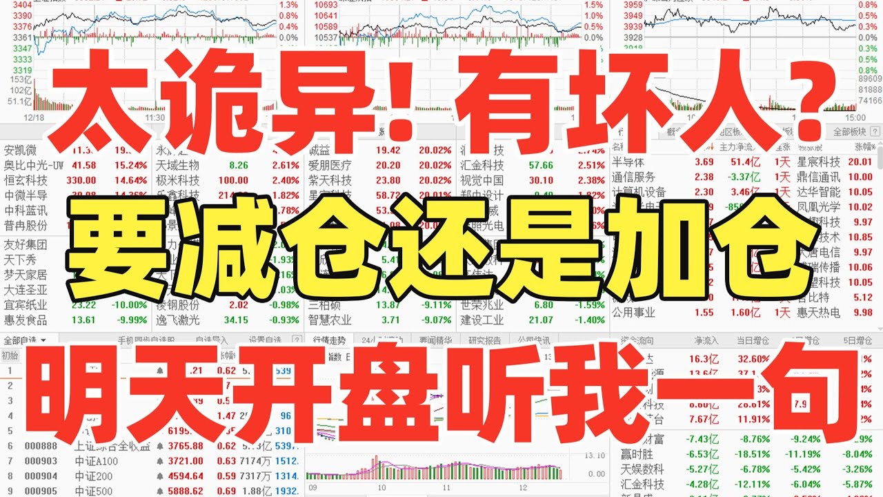 A股：太诡异了，有坏人？冲击4000点忠告，要减仓还是加仓？不管你几层仓，明天开盘听我一句！