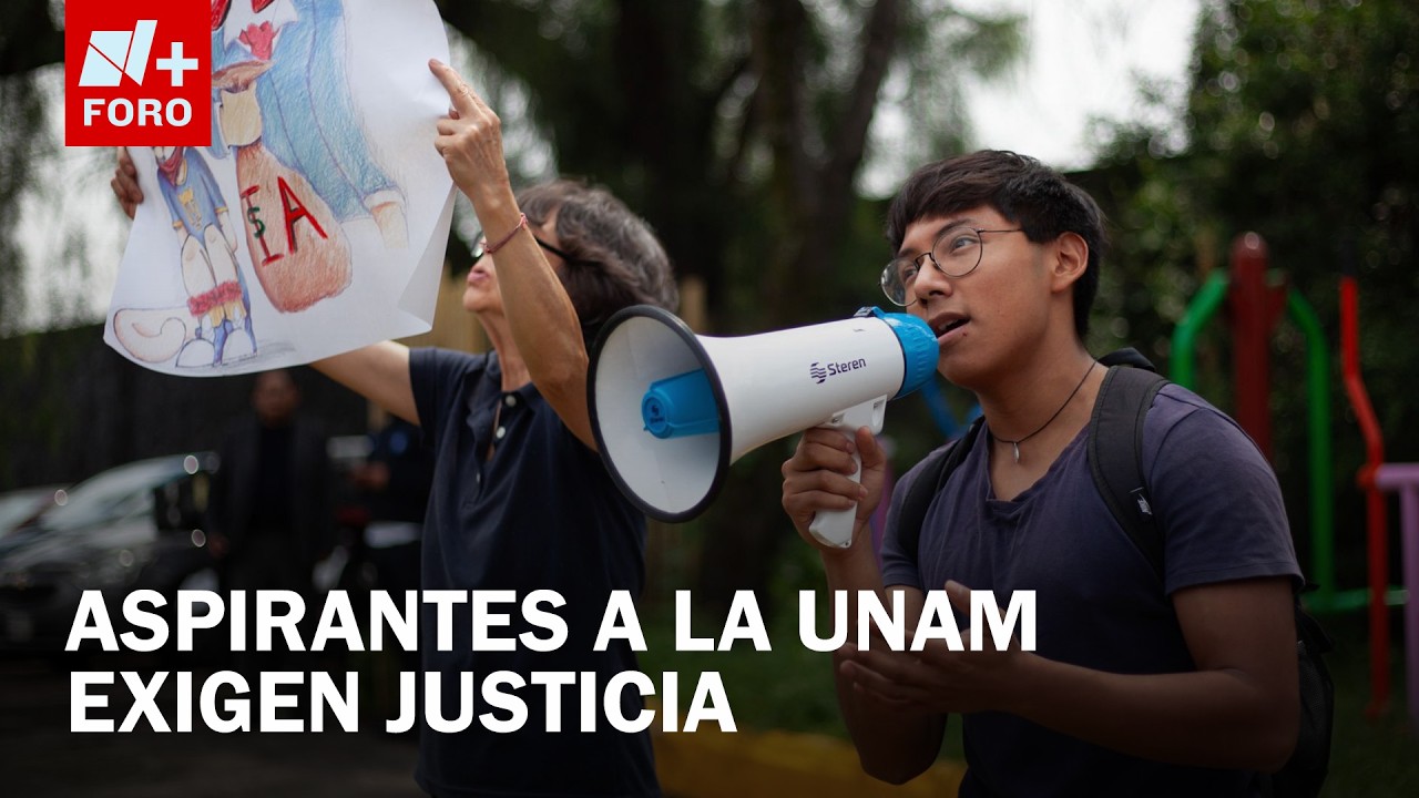 Protestan aspirantes a la UNAM para pedir examen presencial