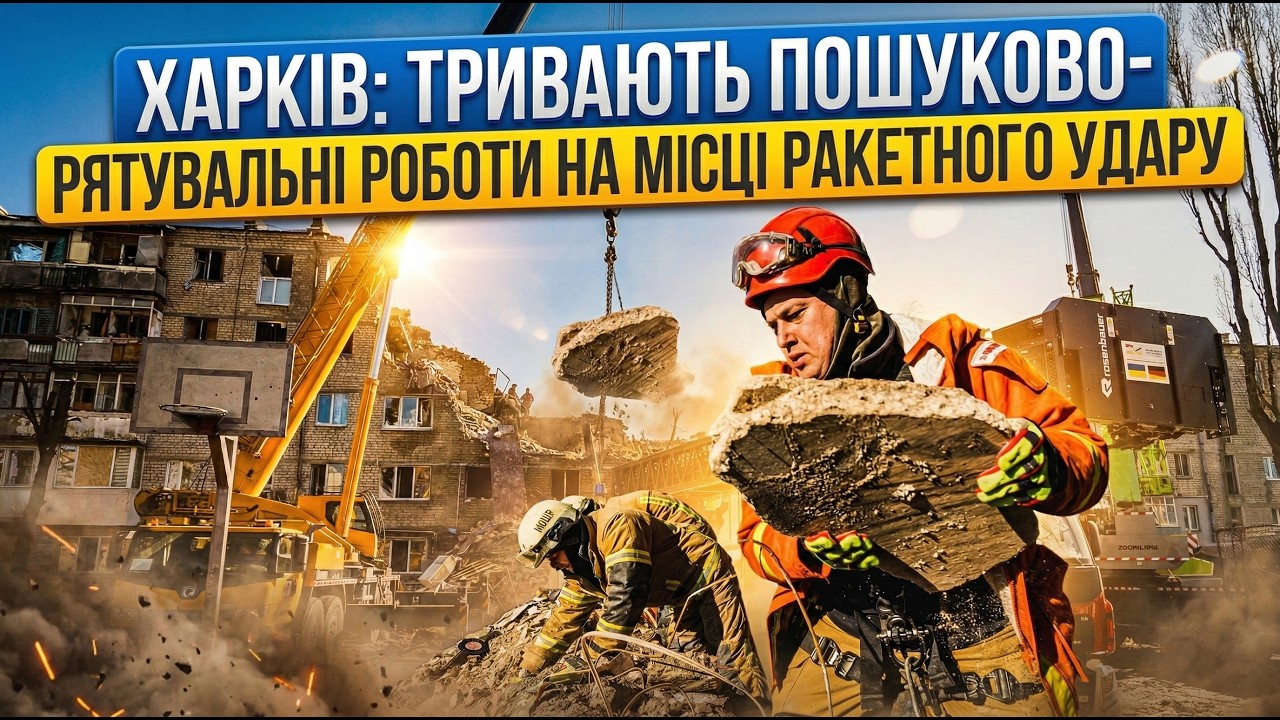 У Харкові тривають пошуково-рятувальні роботи на місці ворожого ракетного удару