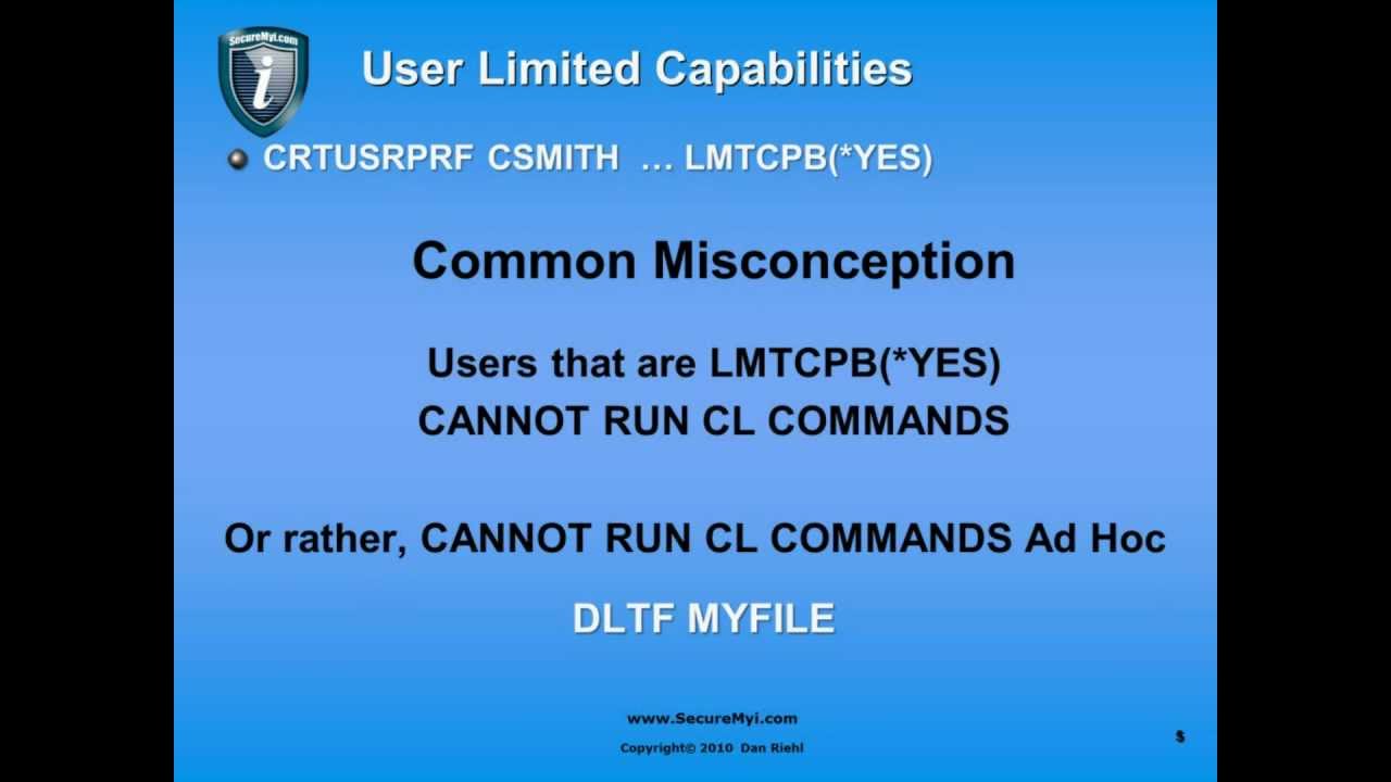 IBM i Security - Misconceptions Part 1 Limited Capabilities