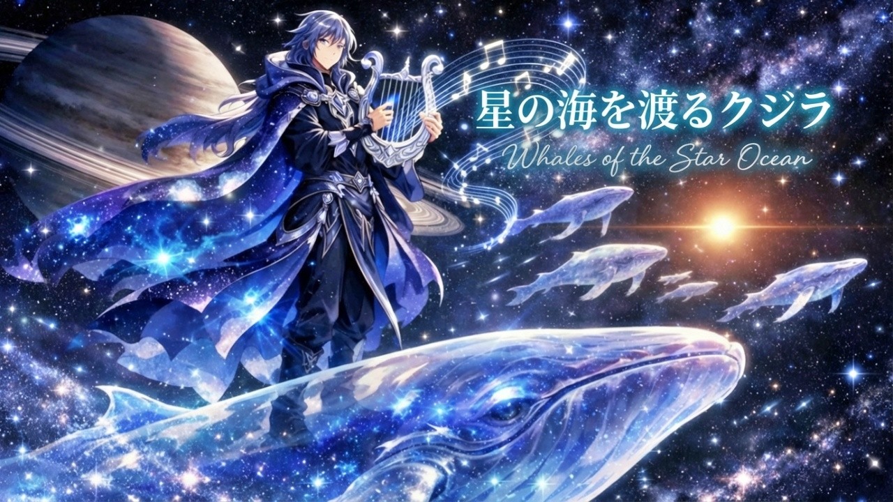 【睡眠用BGM/Cosmic Fantasy】「星の海を渡るクジラ - Whales of the Star Ocean」- 銀河の彼方へ旅をする、美しく幻想的なハープの音色