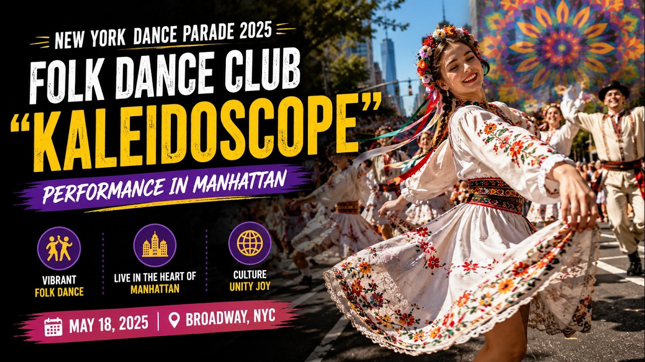 New York Dance Parade 2025 | Folk Dance Club “Kaleidoscope” Performance in Manhattan 🌆🕺