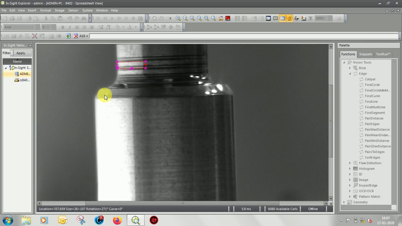 Cognex Vision Application Using VB6 -  Insight Spreadsheet
