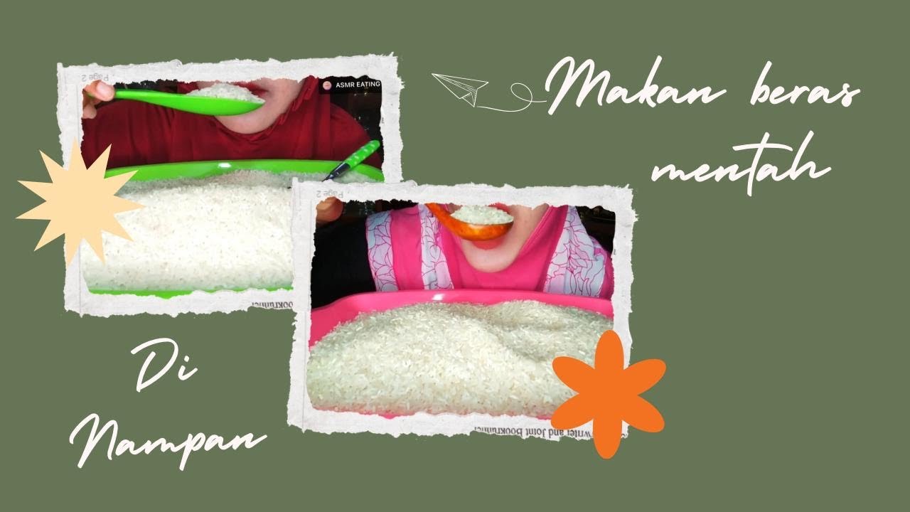 ASMR RAW RICE EATING || MAKAN BERAS MENTAH DI NAMPAN || NENI ASMR