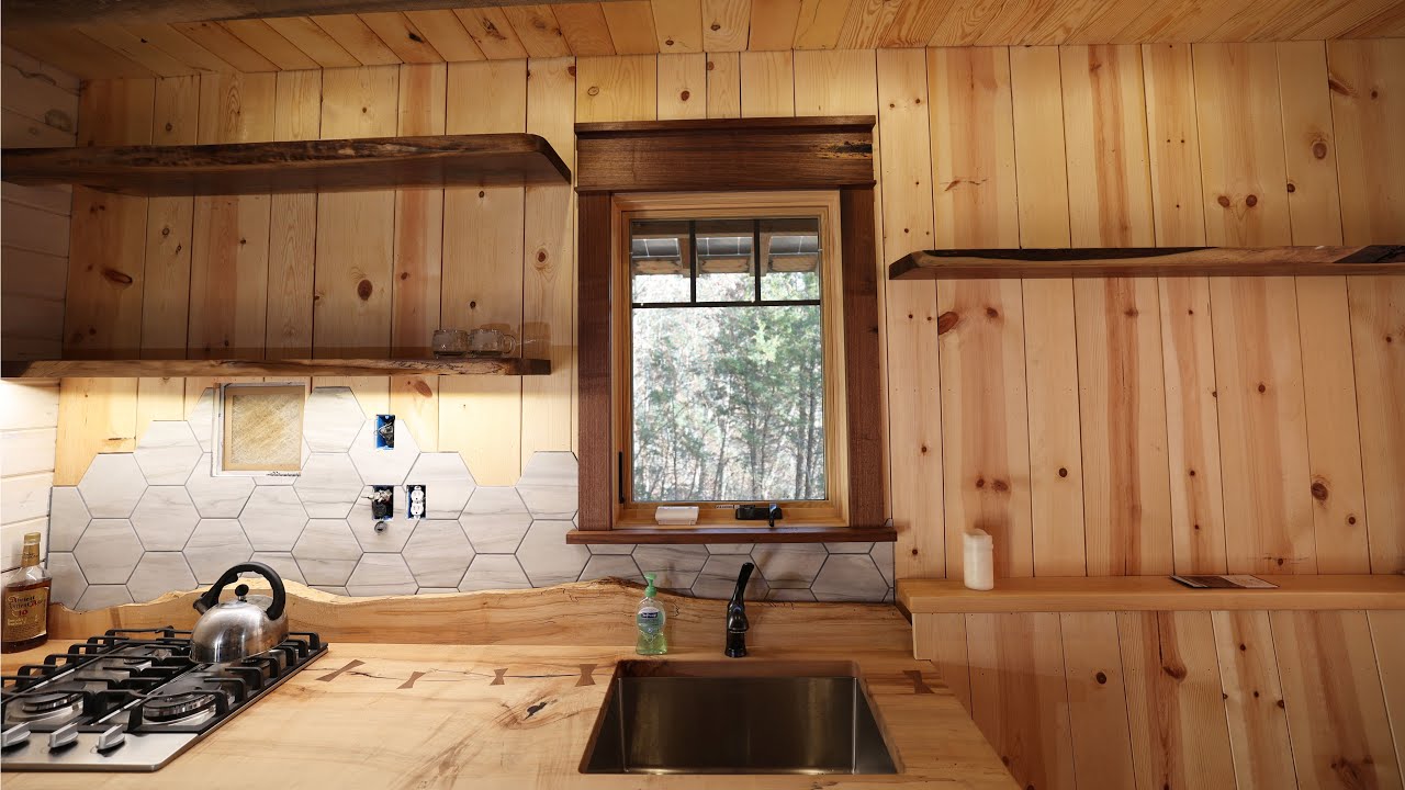 Live Edge Floating Shelves for our Cabin Kitchen