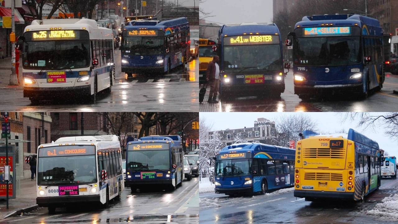 NYCT Bus: Assorted Snowy Bus Loan Action in The Bronx (Before & After the Blizzard of February 2026)