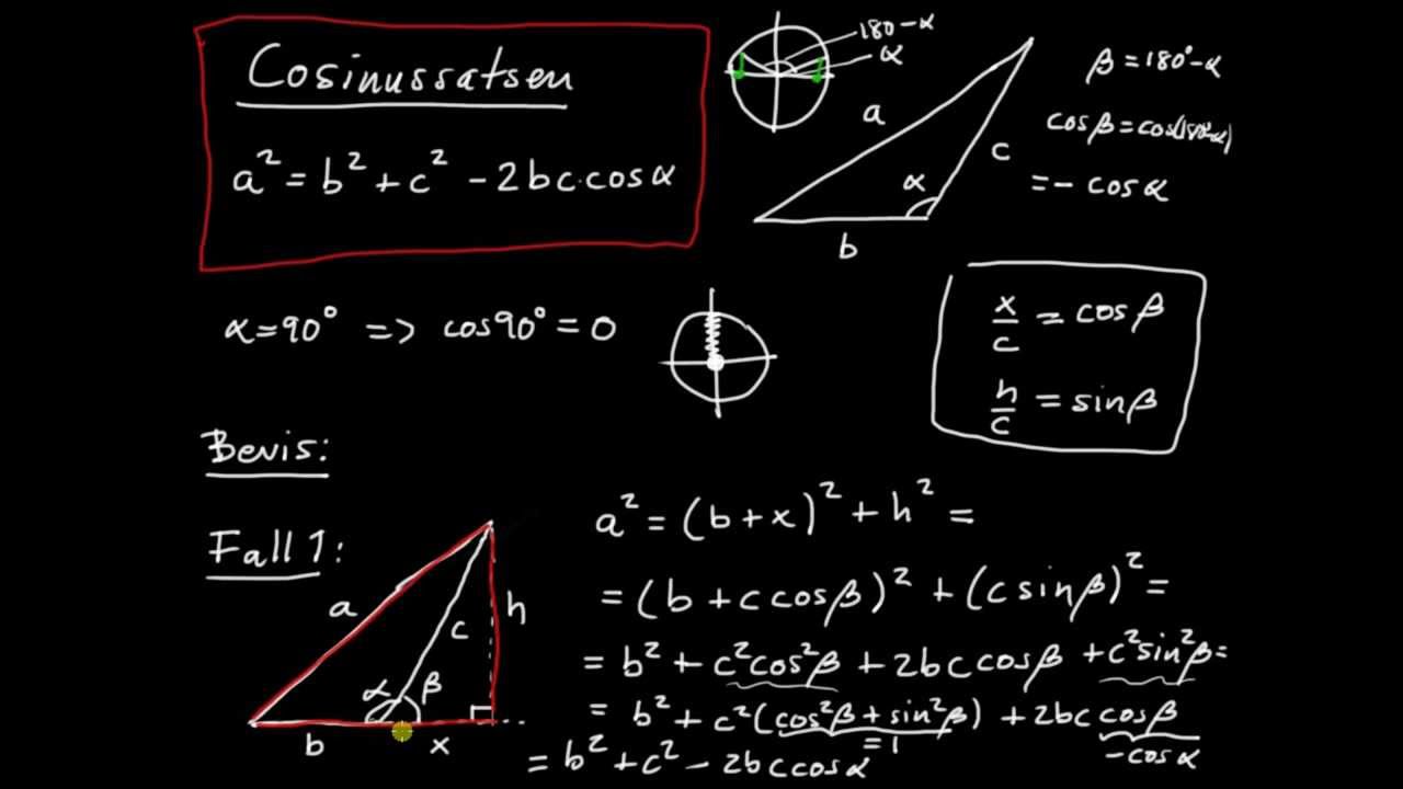 Geometri del 3 - cosinussatsen, formulering och bevis