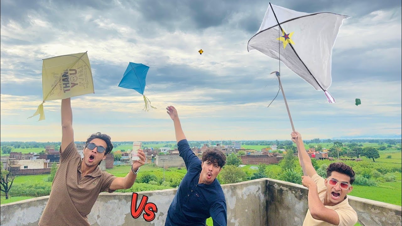 Plasticbag Kite Flying & Cutting Challenge | Havey Rain Day | Make plasticbag Kite