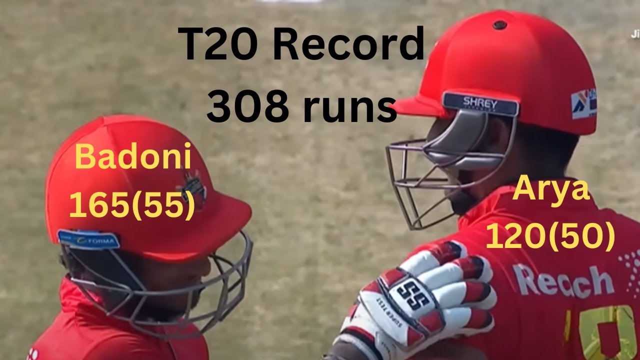 T20 Record 308 runs Ayush Badoni 165 runs