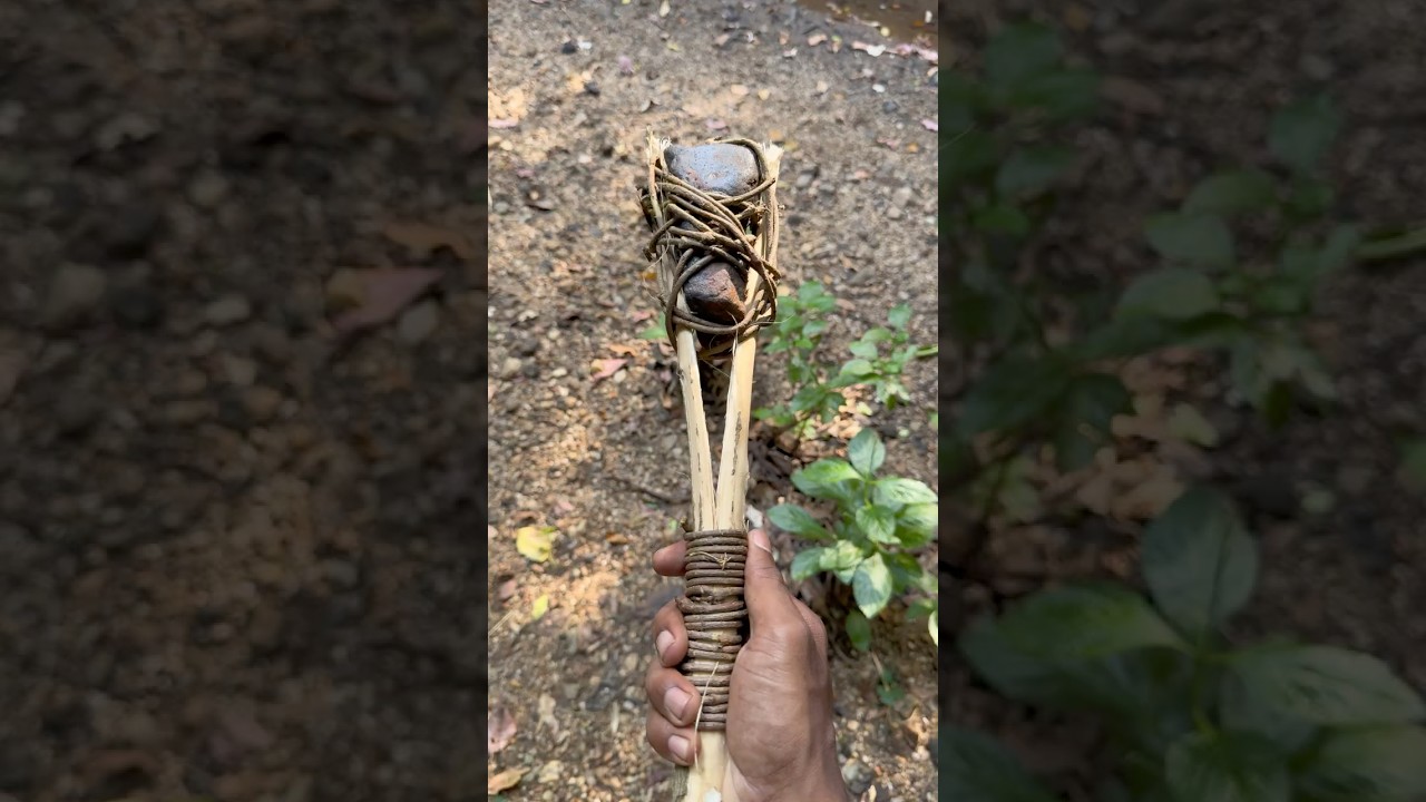making a hand axe from a stone
