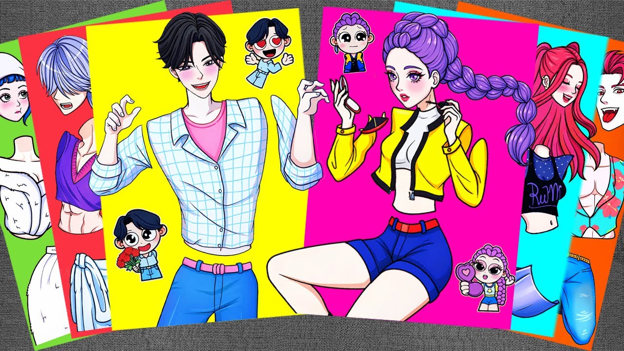 [🌈Paper DIY🌈] HUNTRIX RUMI and JINU SAJA BOYS with SPRUNKI Form 💜 KPOP DEMON HUNTERS Sticker Book
