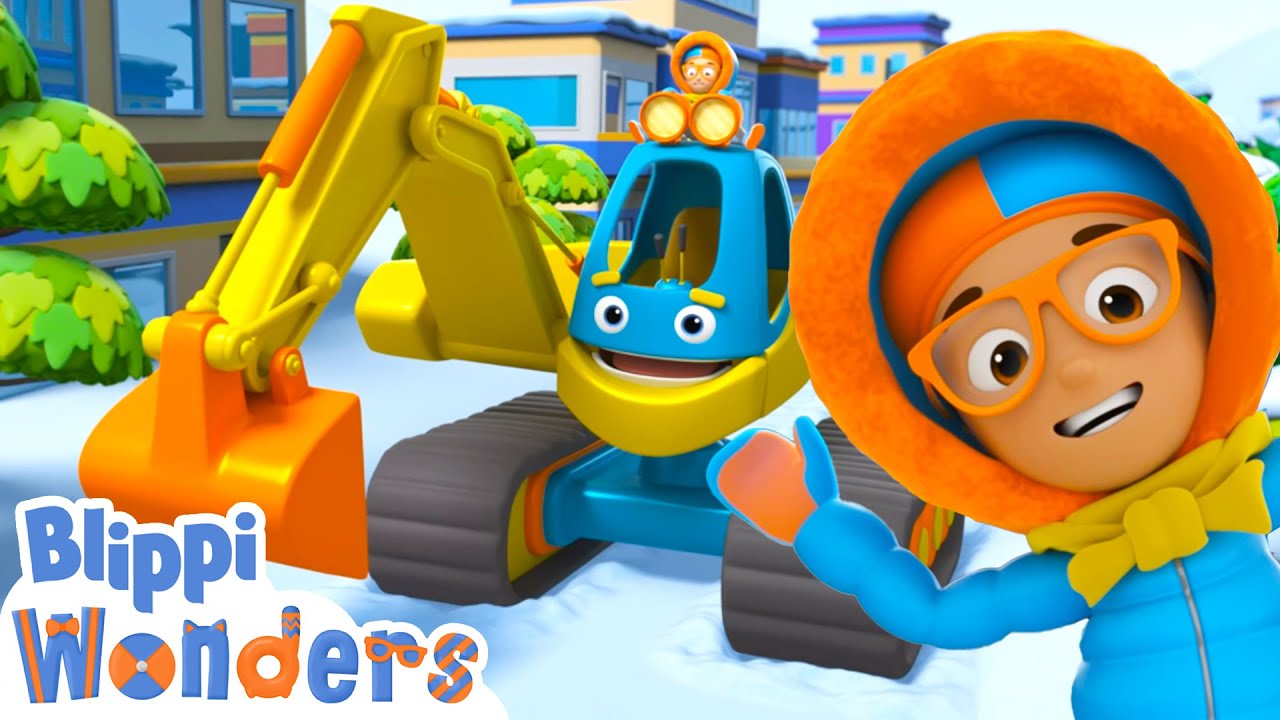 Snowy Excavator Song - Blippi Wonders | Kids Cartoons | Party Playtime!