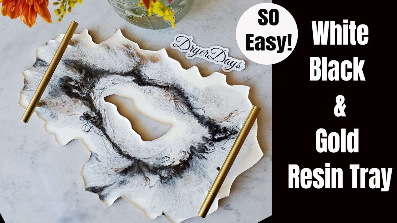 SO Easy!!! DIY White, Black and Gold Resin Tray