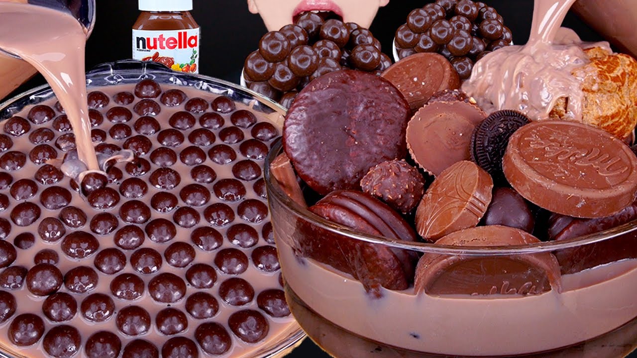 ASMR MALTESERS CHOCOLATE ICE CREAM OREO NUTELLA DESSERT MUKBANG 초콜릿 먹방 チョコレート デザート 咀嚼音 EATING SOUNDS