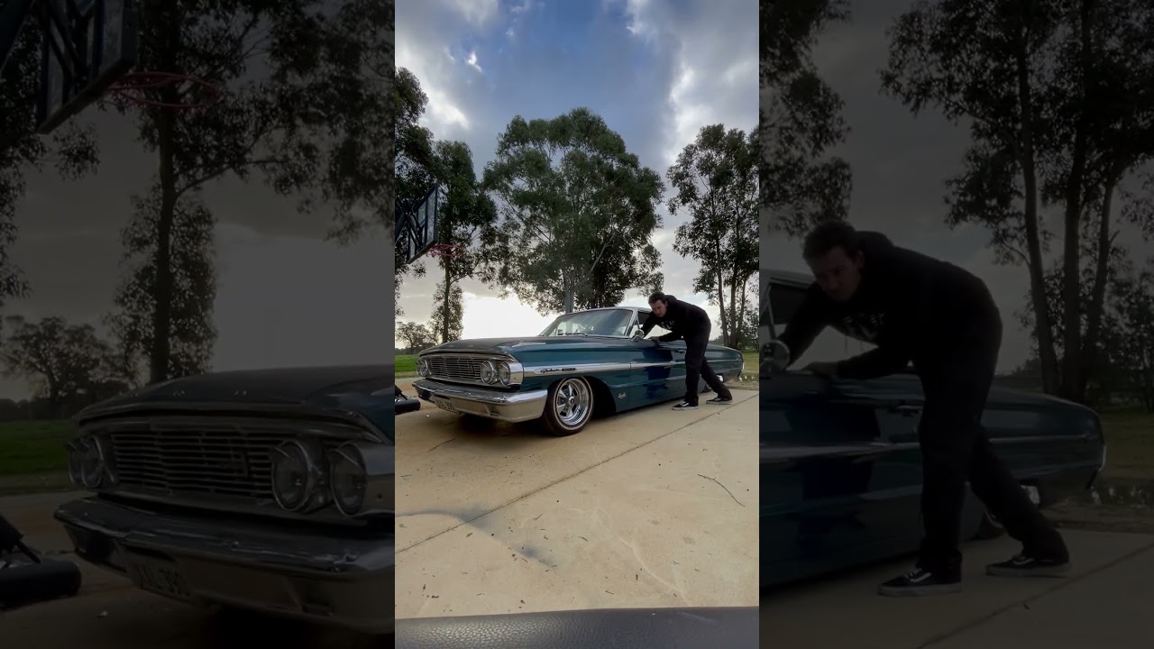 1964 Ford Galaxie Lowrider on airbags with 1/2&rdquo; lines and valves - first test.