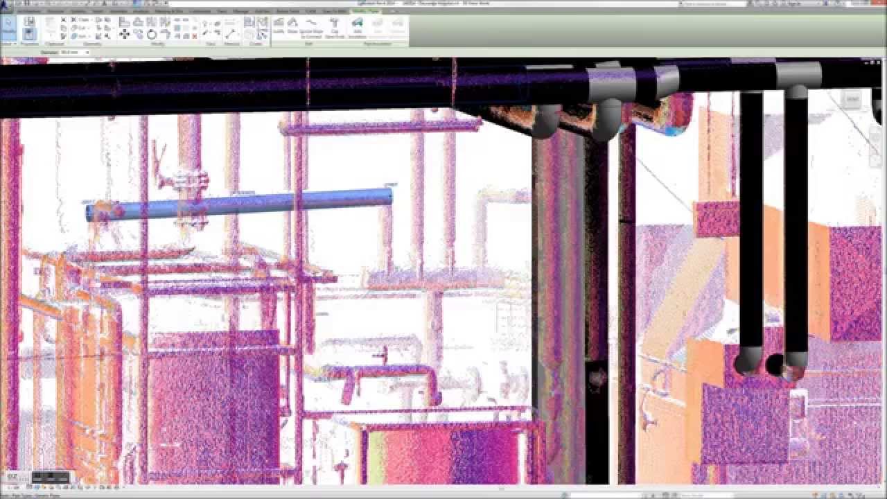 Revit plantroom modelling from point clouds using the Scan to BIM plugin