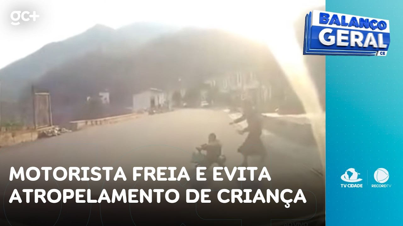 Reflexo é tudo! Motorista freia a tempo e evita atropelamento de criança | Balanço Geral CE
