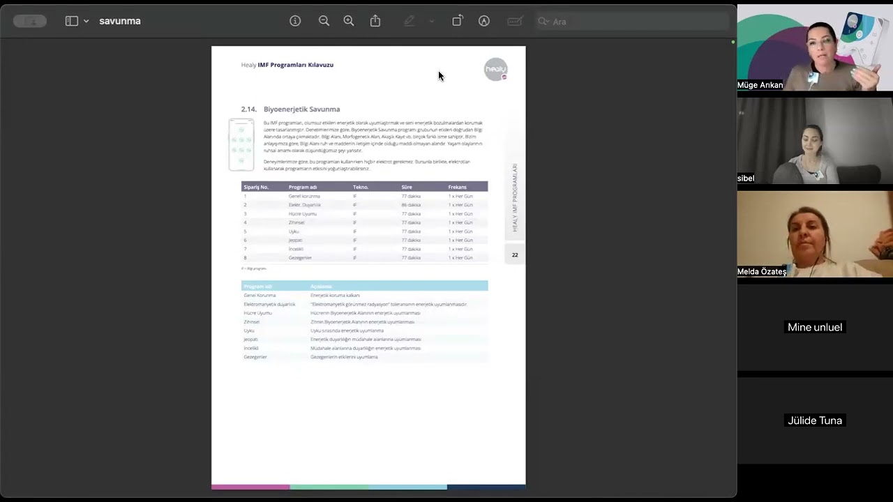 Healy Biyoenerjetik Savunma Programları Kullanıcı Eğitimi080126