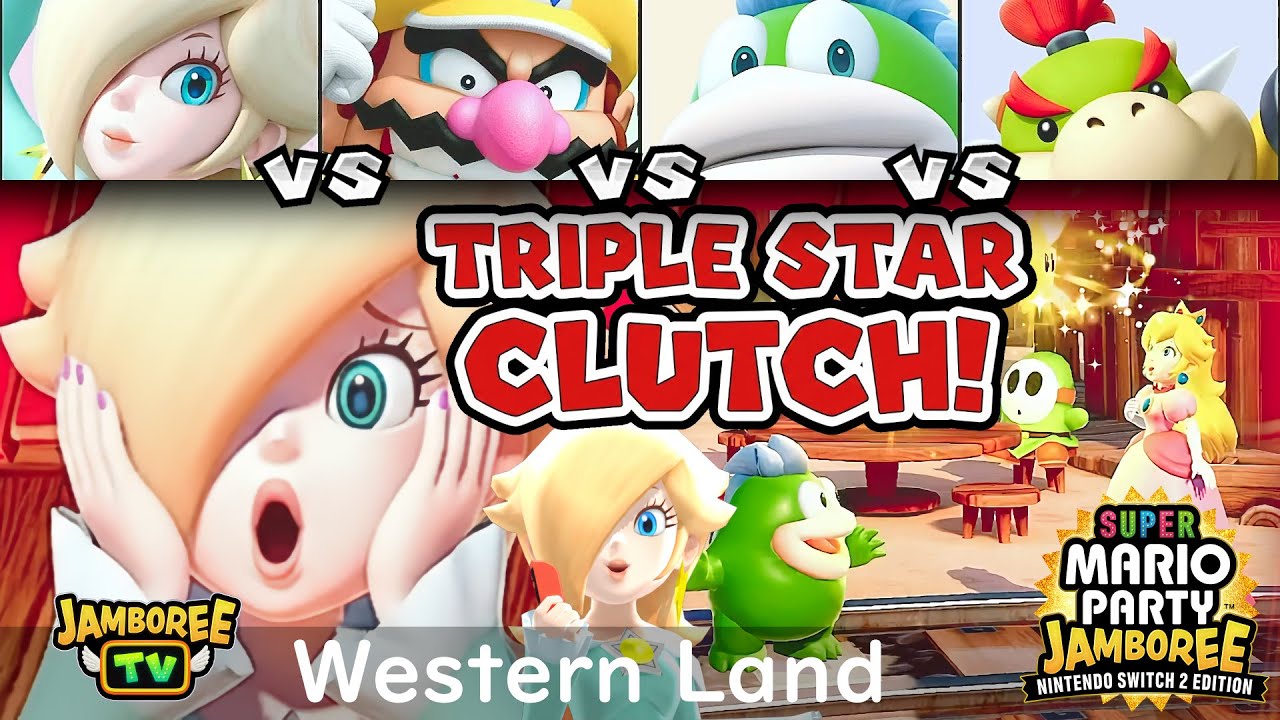 Super Mario Party Jamboree TV Rosalina vs Wario vs Spike vs Bowser Jr. in Western Land