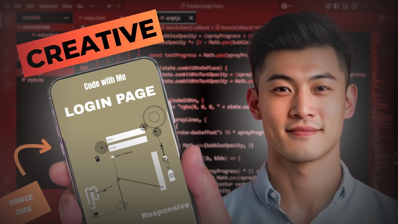 Creative Login Page Design Using HTML CSS & JavaScript 🔥
