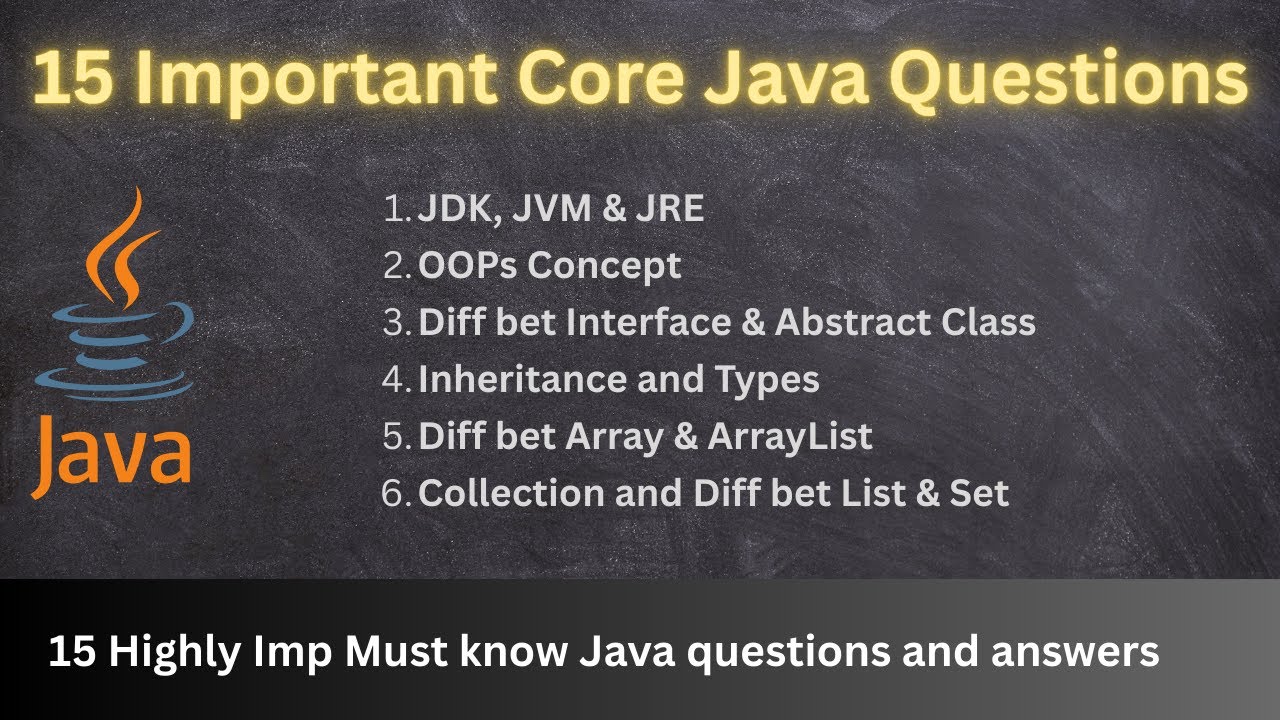 Highly Important Core Java Interview Questions | Java Interview  Most Important Questions & Answers