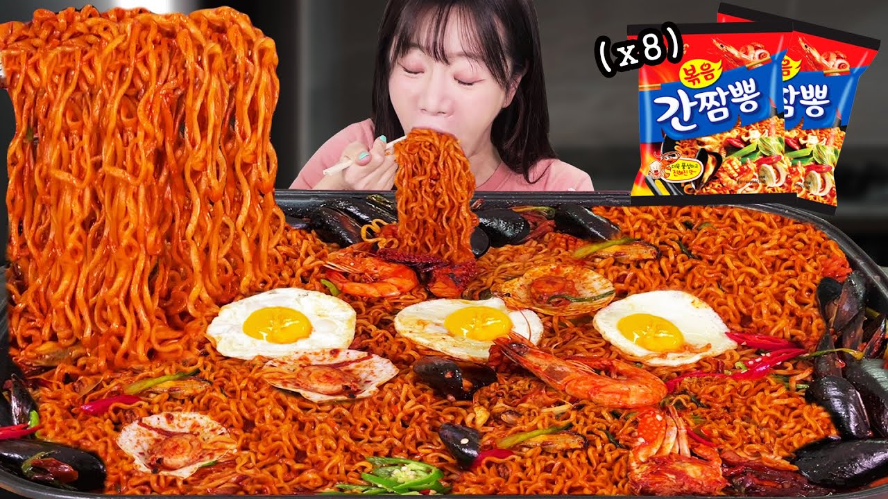 Шоу Jjambbong с пряными жареными морепродуктами ㅣSpicy ramen MukbangㅣASMR
