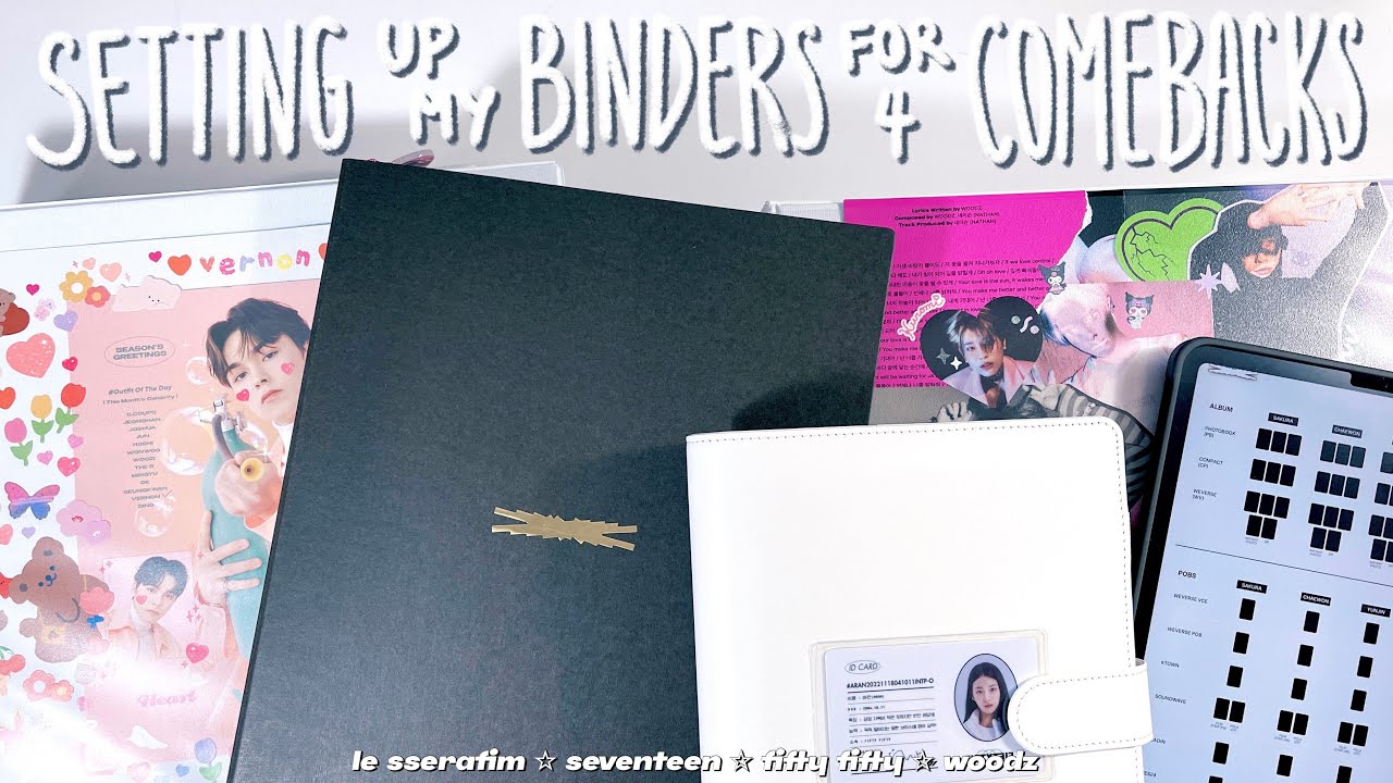 setting up my photocard binders for comebacks mania ✿ le sserafim, seventeen, fifty fifty + woodz