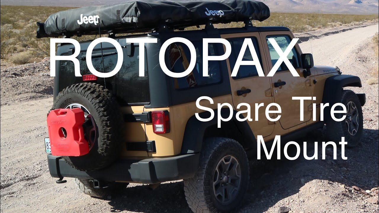 ROTOPAX Jeep Spare Tire Mount - The Simplest Spare Gas / Fuel Can Mount for the Jeep Wrangler JK