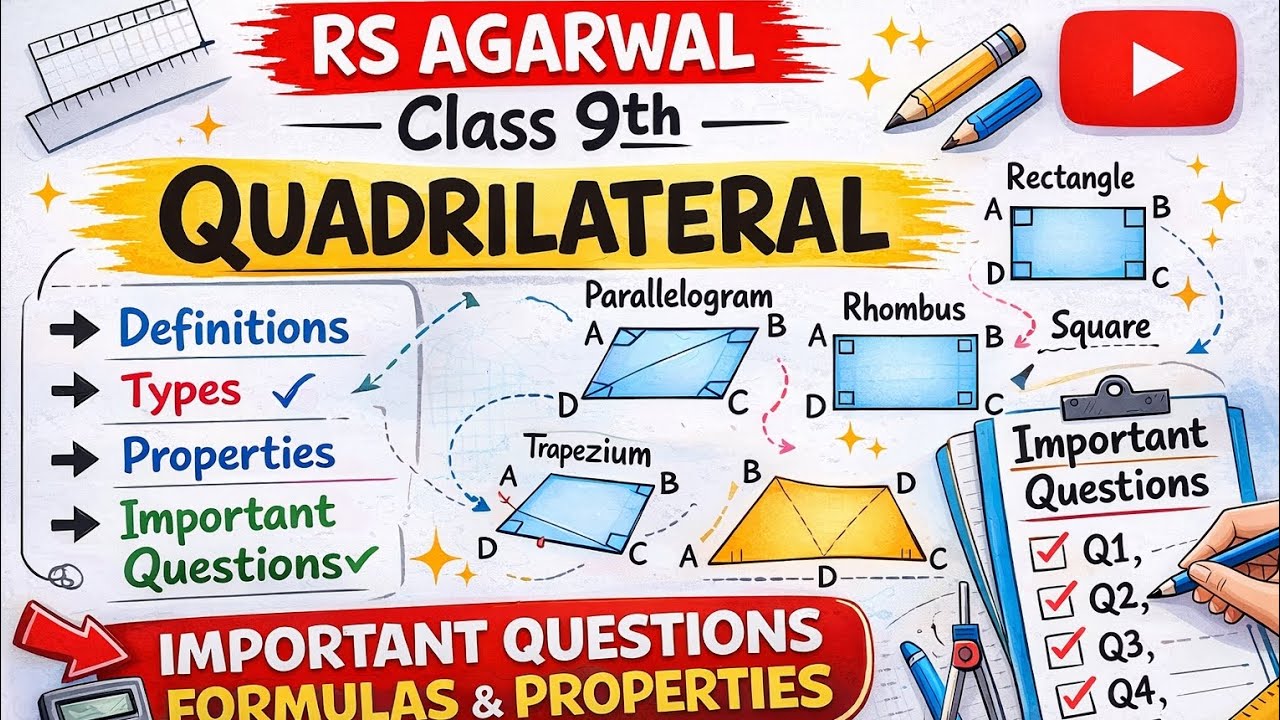 RS Aggarwal Class 9th Quadrilateral Important Questions🔥🔥