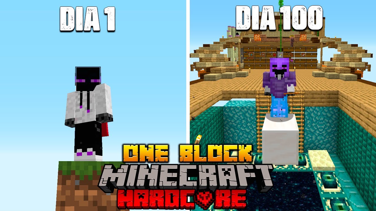 Sobreviv&iacute; 100 D&Iacute;AS empezando desde un SOLO BLOQUE en hardcore 🟫