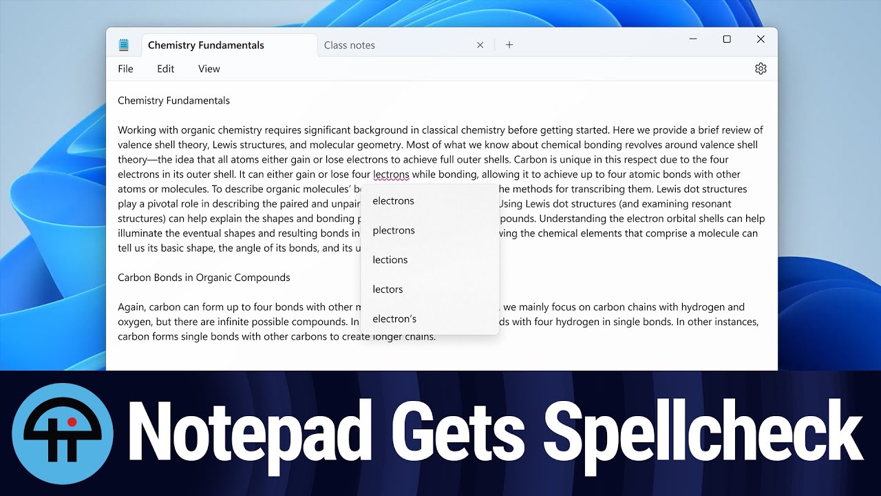 Microsoft Adds Spellcheck to Notepad