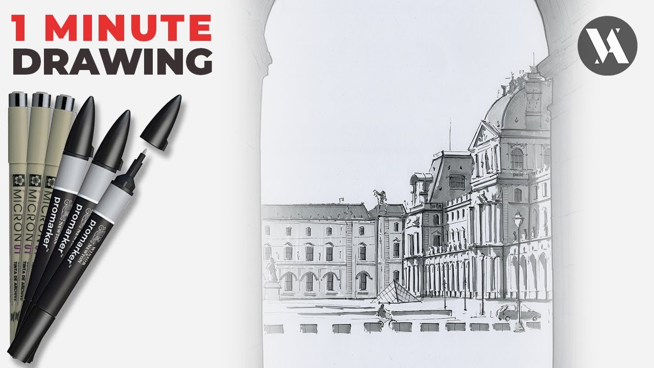 Freehand Architecture Drawing Speedpainting Timelapse Video ★ 4K ★