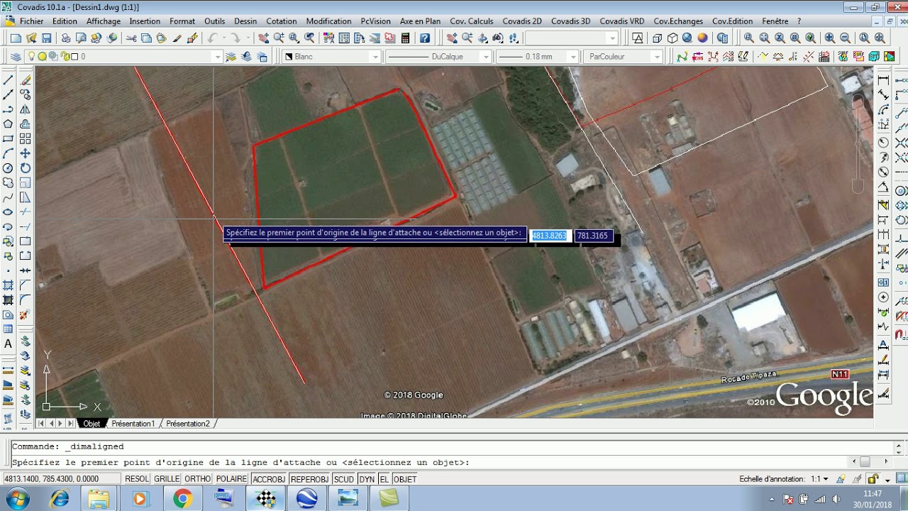 comment inserer une image google  à l' echelle sur autocad est savoir sa surface
