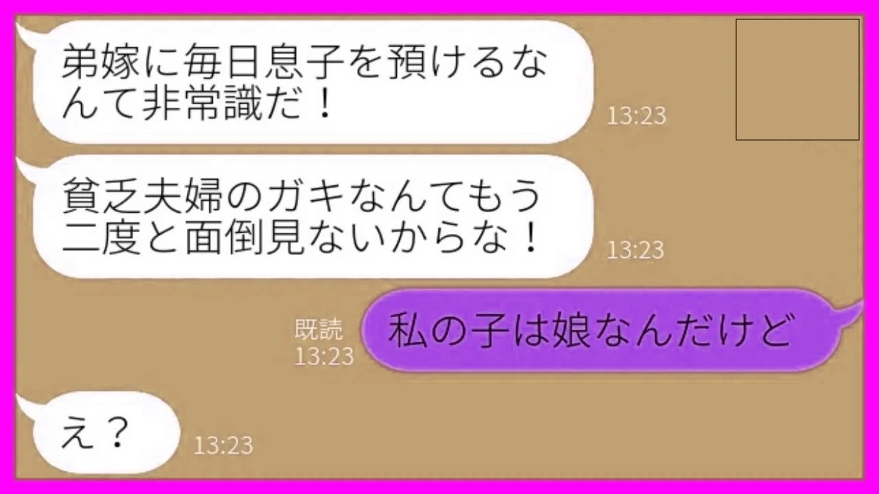 【LINE】突然弟からブチギレ連絡「弟嫁に毎日息子を預けるなんて非常識だろ！」私「私の子は娘なんだけど…」→弟夫婦が預かっていた子供の正体が…【総集編】