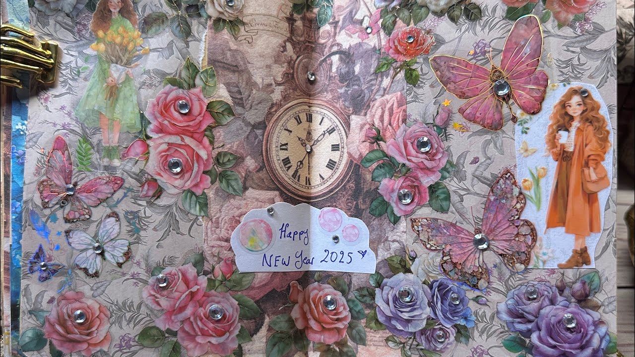 Happy New Year 2025 Everyone!🎊🥰🥂#asmrsounds #scrapbooking #journaling #journal A#collagejournaling#
