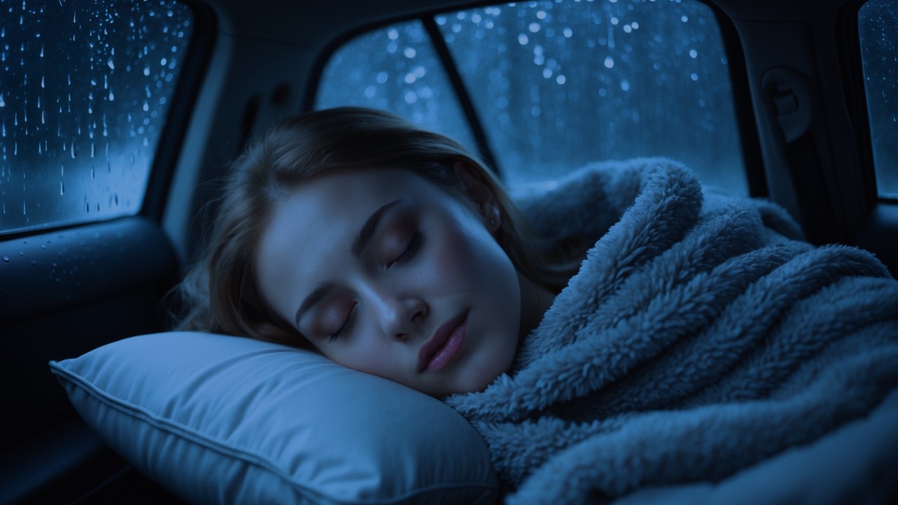Cold Rainy Night Outside | Warm Car Sleep Ambience