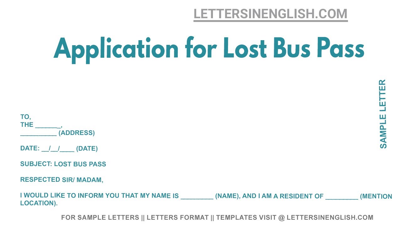 Application for Lost Bus Pass - Sample Letter for Application Regarding the Lost Bus Pass