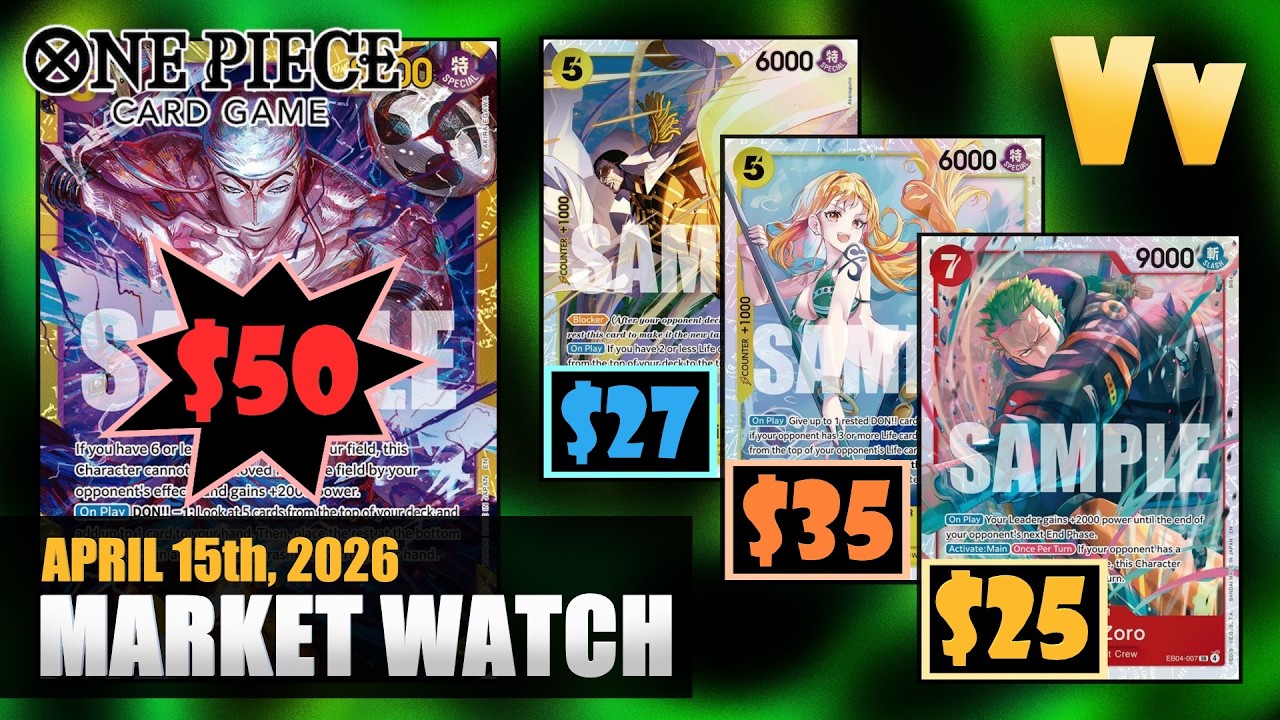 Обзор рынка коллекционных карточек One Piece от 15 апреля 2026 г. - Цены на редкие карточки OP15 ...