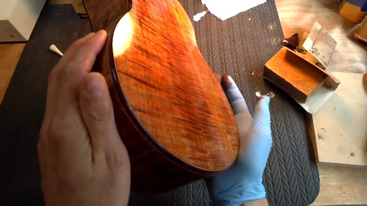 Part 2- Wood staining sanding and ca grain filling Beau Hannam Guitars & Ukuleles