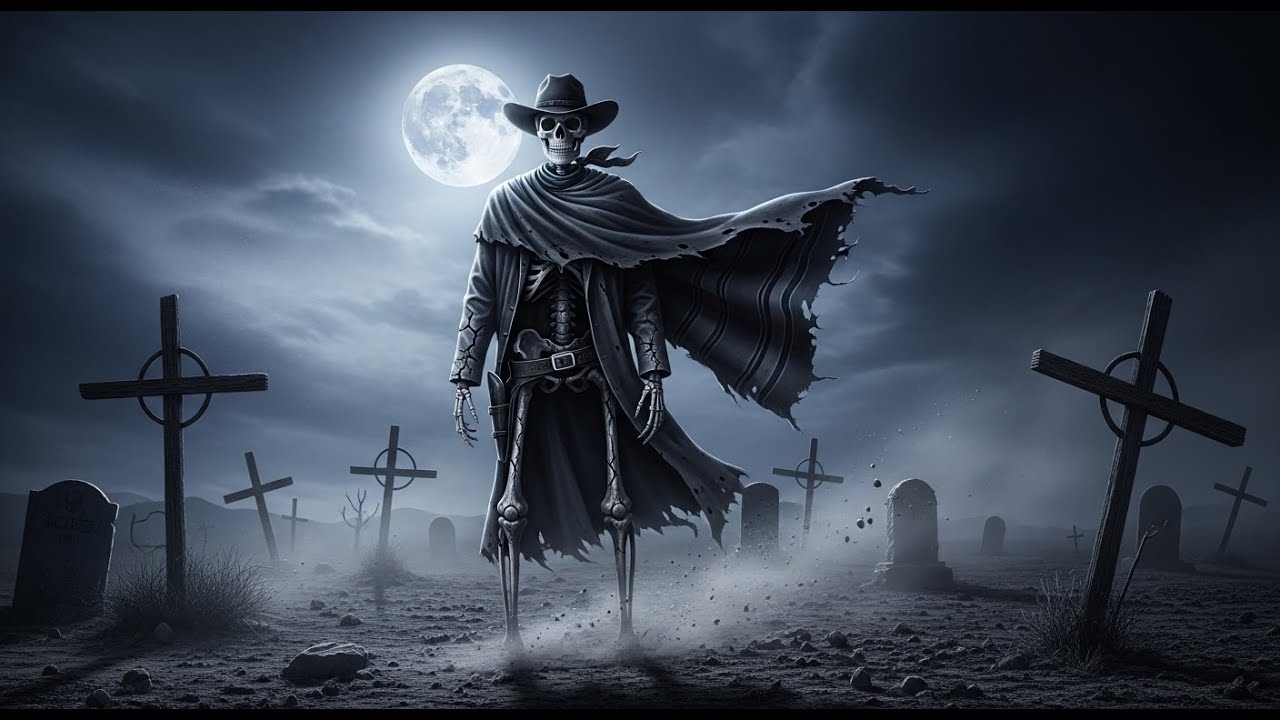 Whiskey Shadows Across the Dead West – Skull Cowboy 4K