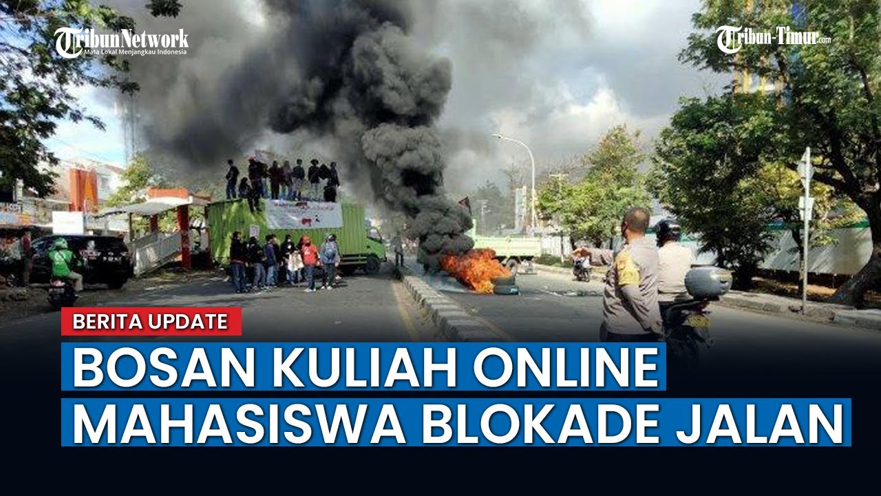 Bosan Kuliah Online, Mahasiswa KPPM Blokade Jl Sultan Alauddin Makassar