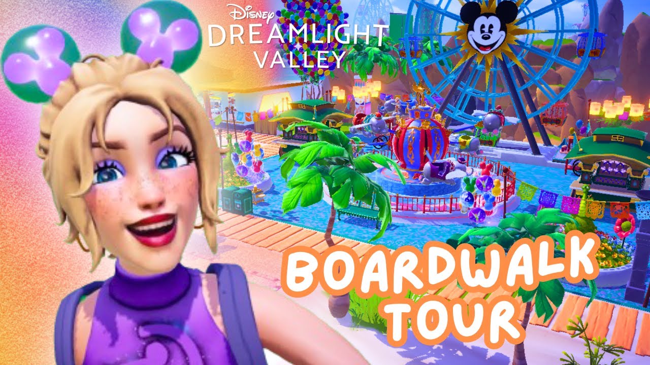 EPIC BOARDWALK AMUSEMENT PARK ON DAZZLE BEACH 🎡 Valley Tour | Disney Dreamlight Valley